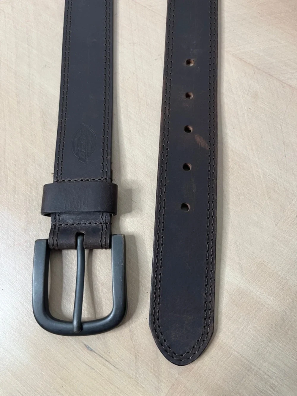 Dickies Men's Dark Brown Genuine Leather Belt Size